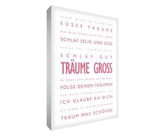 Little Helper DRBG2436-17RG Feel Good Art Toile pour décoration murale avec citations en allemand Thème : « Träume Gross » Typographie moderne Rose/Blanc 91 x 60 cm