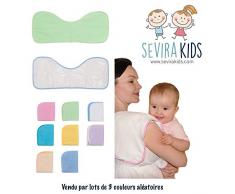Sevira Kids - Lot de 3 Bavoirs dépaule 100% coton - Doublé toile cirée - Couleur Aléatoire
