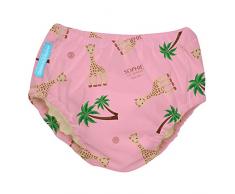Sophie La Girafe Couche de bain réutilisable 2 en 1 pour bébé garçon et fille Rose coco Taille XL