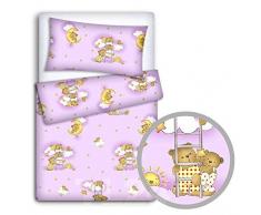 Babymam Parure de lit bébé Taie doreiller/Housse de couette pour lit bébé, échelle Rose, 2 pièces