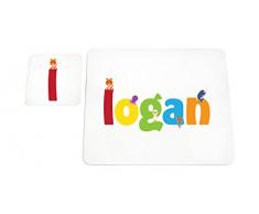 Feel Good Art brillant Set de table et dessous-de-verre pour bébés/bambins (Logan)