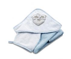 Italbaby Sèche serviette avec capuche en éponge 75 x 75 cm Lovely bleu - 350 g