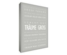 Little Helper drbg2436–19 G Feel Good Art Décoration murale sur une toile dans un style,Träume, brut (Dream Big Typographie moderne – Texte allemand), 91 x 60 cm, gris