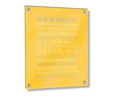 Feel Good Art Mural Cadre en acrylique avec Confrontation Boulons (40 x 30 x 0,6 cm, Taille M, bouton dor, jaune, Dream Big/chambre DÈcor)