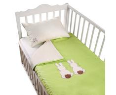 Tots by Smart Rike 280–203 Parure de lit Joy, 100% En Coton Satin, Housse de couette 100 x 135 cm et 1 taie doreiller 60 x 40 cm, Rabbit Vert