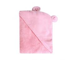 Minene enfants bébé Serviette de bain à capuche Tablier avec ours oreilles, 70 x 70 cm, Rose
