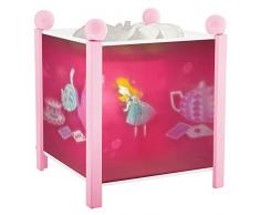 TROUSSELIER - Alice au Pays des Merveilles - Veilleuse - Lanterne Magique - Idéal Cadeau de Naissance - Dessin animé - Couleur Bois Rose - Ampoule 12V 10W inclue - Prise Electrique UK