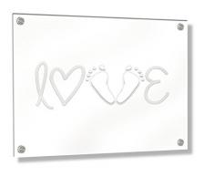 Feel Good Art Mural Cadre en acrylique avec Confrontation Boulons (30 x 20 x 20 x 0,6 cm, petit, souple, gris, Love empreintes/Cadeau pour nouveau-né, Nursery DÈcor)