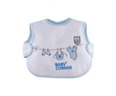 Baby Corner Bavoir en coton Motif hibou Bleu