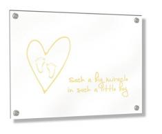 Feel Good Art Mural Cadre en acrylique avec Confrontation Boulons (60 x 40 x 0,6 cm, grand, jaune bouton dor, un grand miracle dans, un petit garçon/Enfant DÈcor)