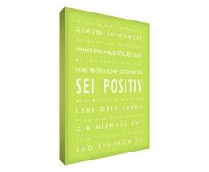 Little Helper BP2436-02G Feel Good Art Tableau sur toile avec citations optimistes en langue allemande Typographie moderne Vert tendre 91 x 60 cm