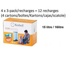 Korbell m250dr3 12 x Recharges Poubelle à couches 15 L