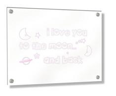 Feel Good Art Mural Cadre en acrylique avec Confrontation Boulons (30 x 20 x 20 x 0,6 cm, petit, rose doux, I Love You to the moon and back/chambre DÈcor)