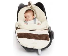 Wallaboo Chancelière Original -Couverture Enveloppante Universelle Multi-Usages, Daim Microfibre, pour Coques Bébé, Sièges Auto, Landaus, Poussettes ou Lits Bébé, 0 - 12 mois, Couleur: Rayé Marron