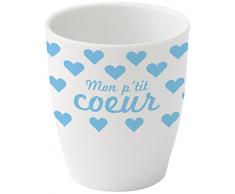 MillO Bébé Gobelet Mélamine Blanc Décor Petit Cœur Bleu 1 Unité