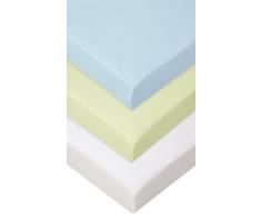 Lot de 3 Draps housse Bambou - 40x80 / 40x90 - blanc ciel anis