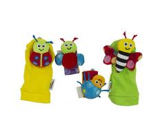 TOMY Lamaze - Coffret Hochets pour Poignets et Pieds L27634, 4 Hochets Pied et Main pour Bébé, Cadeau de Noël Original, Jouet dÉveil Bébé, Jeu Éducatif Multicolore, Convient dès la Naissance