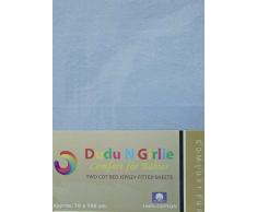 Dudu N Girlie Lot de 2 draps-housses pour lit de bébé 100% coton Bleu 70 x 140 cm