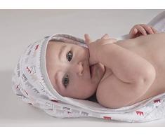 Ti TIN, Cape de Bain pour Bébé, 100x100 cm | Serviette de Bain Douce, Confortable, Absorbante - 100% Coton - Tissu Éponge - Motif Couronne - Couleur Gris et Blanc - 320g/m²