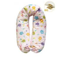 Merrymama - Coussin dallaitement et de grossesse + housse avec lacets - 190 cm (rembourré en épeautre biologique) Sfondo Rosa
