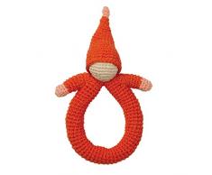 babylonia Peppa Hochet Poupée Crocheté en Coton Biologique Rose