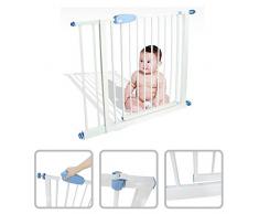 Todeco - Barrière de Sécurité pour Bébé, Barrière Ajustable pour Porte - Largeur: 74-87 cm - Hauteur: 74 cm - Extension de 88 à 101 cm, Blanc