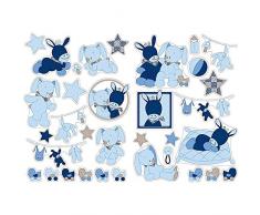 Nattou Stickers Muraux pour Chambre dEnfant, 2 pièces, Alex et Bibou, Bleu/Beige