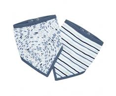 aden + anais essentials - Bavoir Bandana à Pression, Bavoir Bébé Réglable, Doux et Absorbant, Fait en Mousseline 100% Coton, Adapté pour les Nouveaux-nés, pour Fille, Bleu et Blanc, Lot de 2