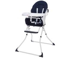 MON BEBE Chaise Haute pour bébé/enfant pliable et confortable avec tablette, Navy Blue