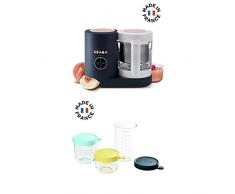 BÉABA, Babycook Néo, Robot Bébé 4 en 1 Mixeur-Cuiseur Made in France, Night Blue + Coffret 3 Portions Bébé en Verre 150ml/250 ml/400 ml