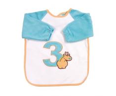 Bolin Bolon Bavoir brodé à manches GIRAFE 3 - Bleu - 80 % Coton et 20 % Polyester