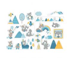 Nattou Stickers Muraux pour Chambre dEnfant, 2 Pièces, Tim et Tiloo, Bleu