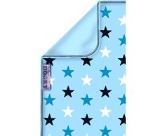 The Original Dooky Couverture en coton pour poussette et landau, réversible, douce et résistante Blu con Stelle Tono su Tono