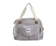 BÉABA, Sac à Langer Genève II, Modulable, Grande contenance, Rangements multiples, Pochette avant amovible, Matelas à langer, Pochette repas isotherme, Système attache poussettes, Gris corail