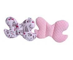 Medi Partners Coussin de nuque pour enfant 100% coton/Minky Baby pour voiture, voiture, voyage, dormir, cou, coussin de sommeil (Tipi avec rose clair)