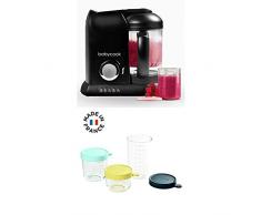 BÉABA Babycook Solo, Robot Bébé 4 en 1 Mixeur-cuiseur, Noir + Coffret 3 Portions Bébé en Verre 150ml/250 ml/400 ml