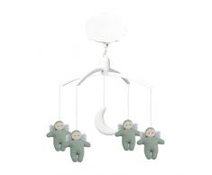 TROUSSELIER - Mobile Musical - Anges - Tissu en Lin - Musique Lullaby de Mozart - Classique Chic - Idéal Cadeau de Naissance - Facile à Installer - Colori Vert Céladon