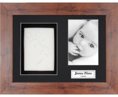 Anika-Baby BabyRice Cadre photo pour bébé Effet acajou avec emplacement pour empreintes en relief Argile Marron