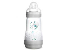 MAM Easy Start Biberon Anti-Colique (260 ml) - Biberon avec Valve Inférieure Contre les Coliques - Biberon avec Tétine Taille 1, dès la Naissance, Dauphin, Gris