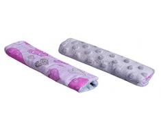 Minky Medi Partners Paire de coussinets dépaules pour siège de poussette de bébé 100% coton 18 x 13 cm Double face Motif cœurs roses et gris