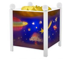TROUSSELIER - Espace - Veilleuse - Lanterne Magique - Idéal Cadeau Enfant - Dessin animé - Lumière rassurante - Couleur Bois Blanc - Ampoule 12V 10W inclue - Prise Elec. EU