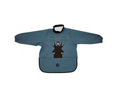 babyLivia Bavoir à manches longues Motif élan Bleu