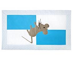 Igolo 100% Coton artisanal tapis avec une souris pour chambre lavable en machine turquoise
