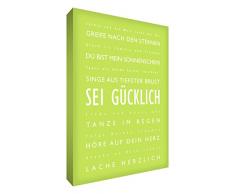 Little Helper bh1216–02 G Feel Good Art Décoration murale sur une toile épaisse dans un styleSEI Citations (Be Happy Typographie moderne), 40 x 30 cm, vert citron