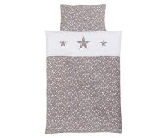 Babybay 410727 Linge de lit denfants en piqué, Taupe Blanches avec Application détoile, Multi Color, Taille Unique