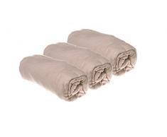 Easy Dort Pack de 3 Draps Housse en Coton Bio Noisette 70 x 140 cm