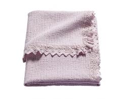 Sonnenstrasse 11 - Couverture pour bébé tissé Dentelle froissé Rose 75x100 cm, 100% coton délavé - stone-washed