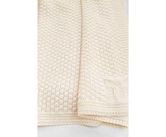 Wallaboo Couverture pour bébé Eden, Plaid, Très Doux pour Bébé, Couverture de Bébé Tricotée, 100% coton bio, 90 x 70 cm, fabriqué en Allemagne, Couleur: Crème