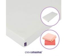ClevaMama Matelas Anti-Allergie pour Lit Bébé avec 2 Draps Housse Corail en Coton avec de l Élastique, 70 x 140 cm (bundle)