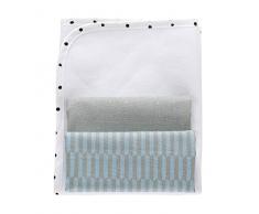 Matelas à langer 3 en 1 + 2 tapis en molleton - 100% coton imperméable - Perméable à lair - 49 x 60 cm - Bleu palissandre